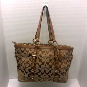 Coach Tan and Brown Shoulder Bag